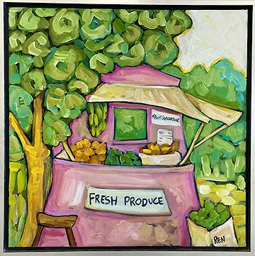 White Dog Art Island Fresh 2 24x24 Framed WDOG 7001